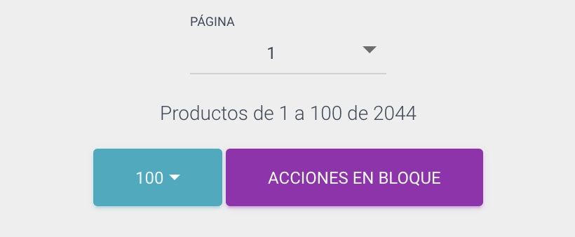 Acciones en bloque sobre productos