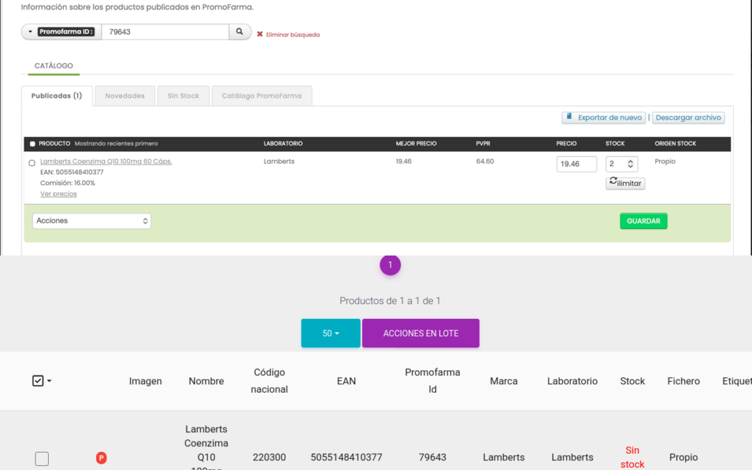 Los datos de un PID en la intranet no se corresponden a los de PROMOFARMA